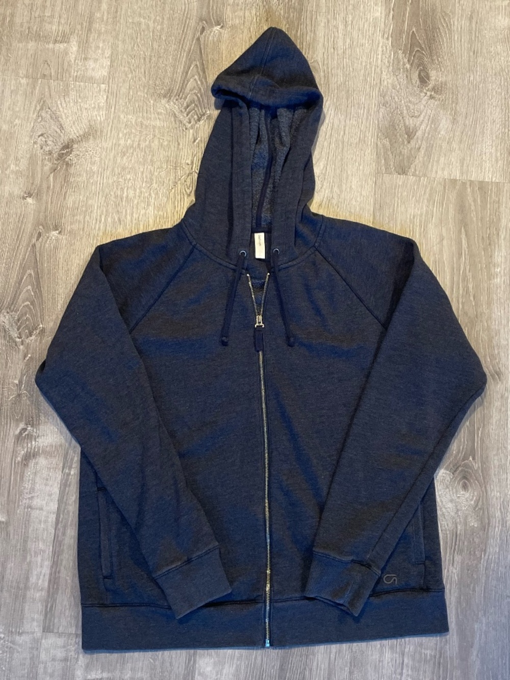 GapBodyFit Dark Blue/Gray Heathered Zip-Up Sweatshirt Hoodie - Size Large